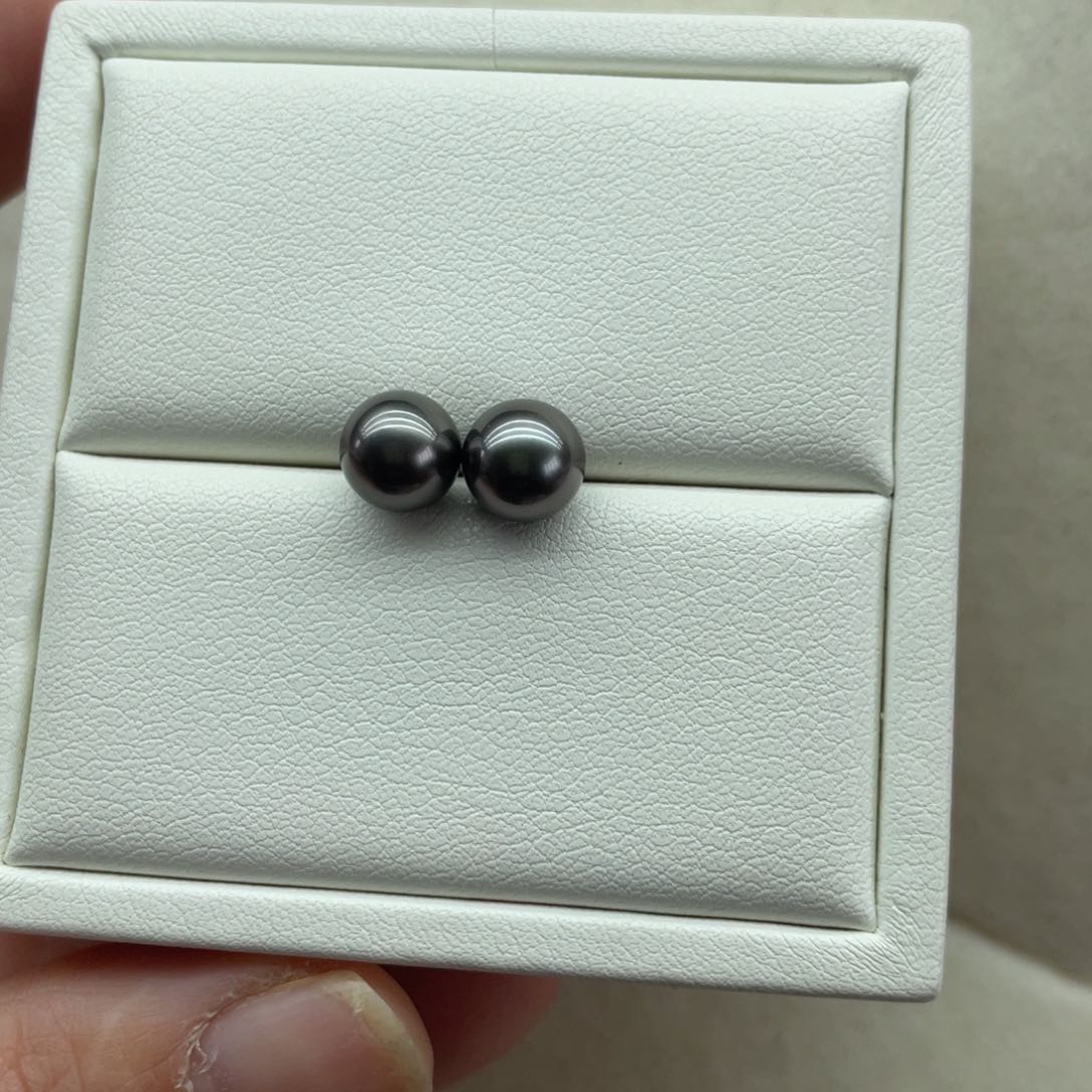 海水珍珠耳饰18K金镶嵌7-8mm