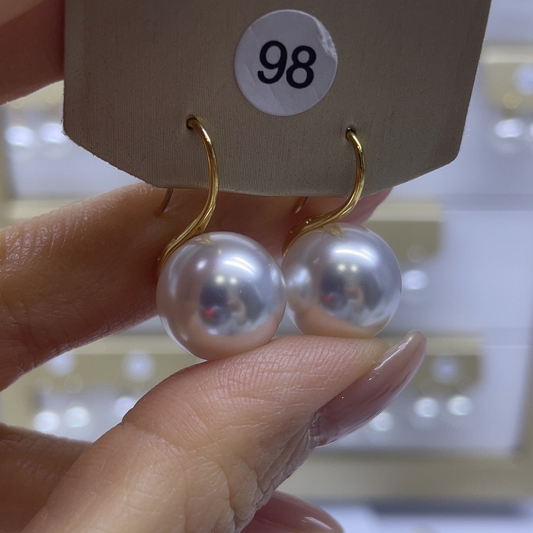 耳饰银S925镶嵌淡水珍珠
