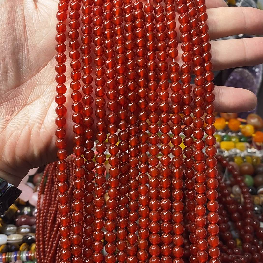 石英质玉未镶嵌，A品红玛瑙6mm，