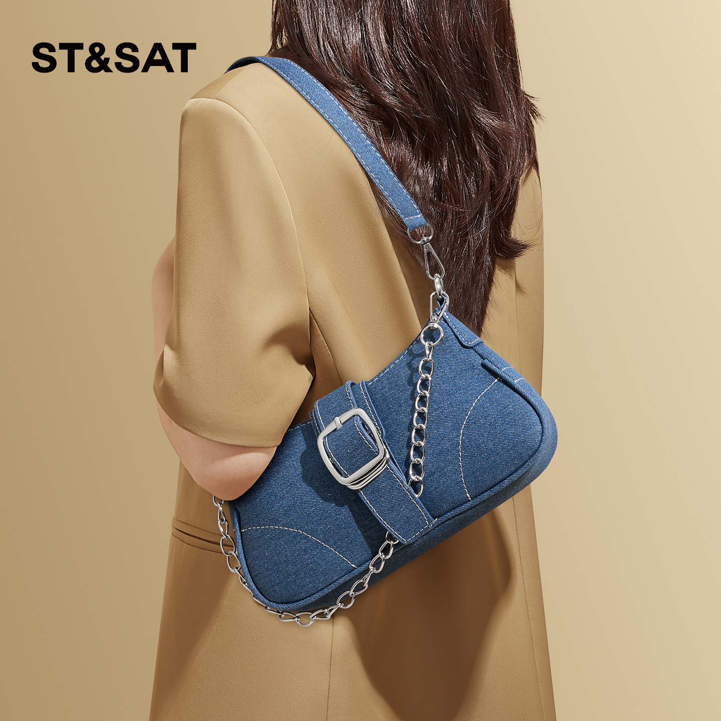 【钱钱】St&Sat/星期六 包包女式2025单肩包斜挎包通勤链条包腋下包