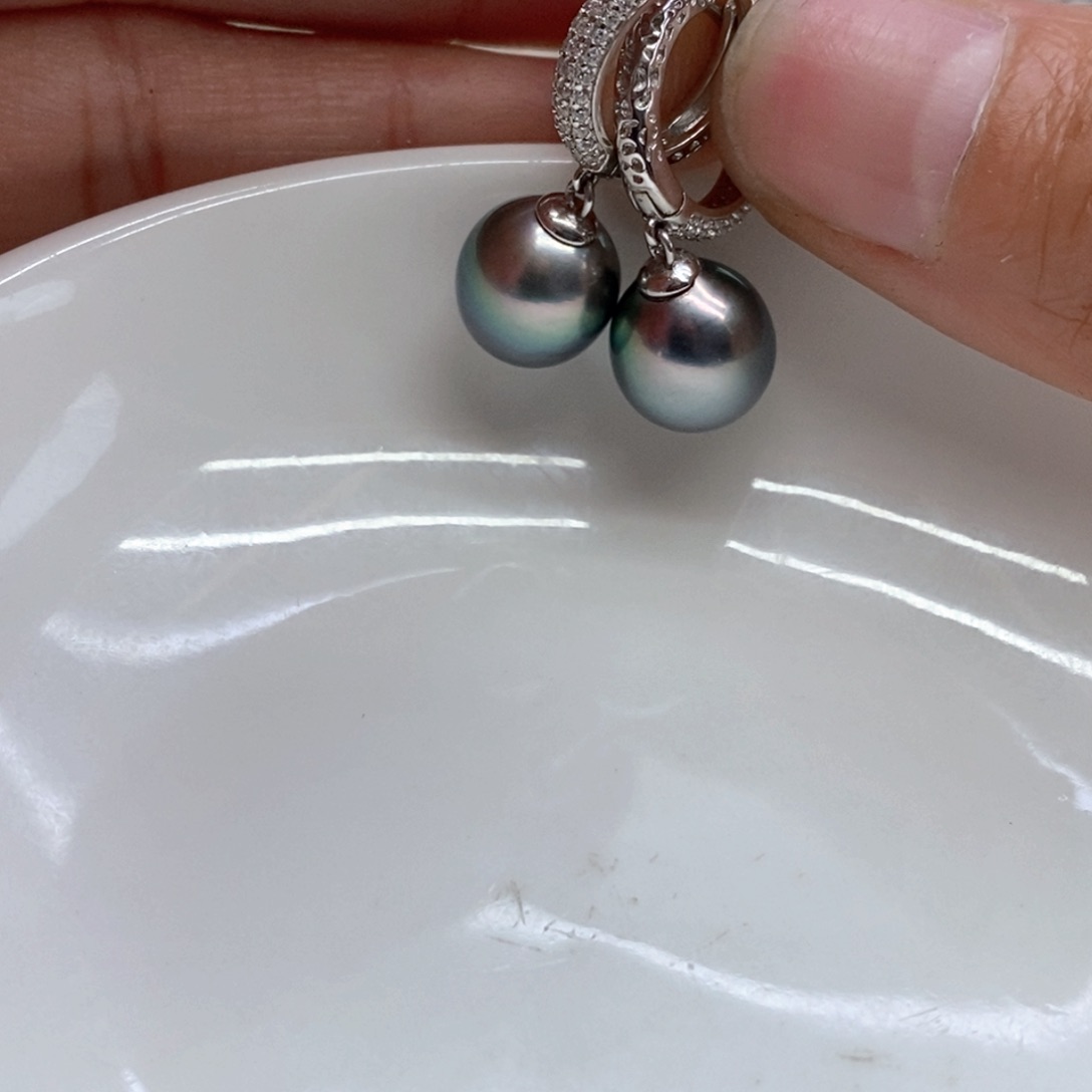 银S925镶嵌海水珍珠耳饰