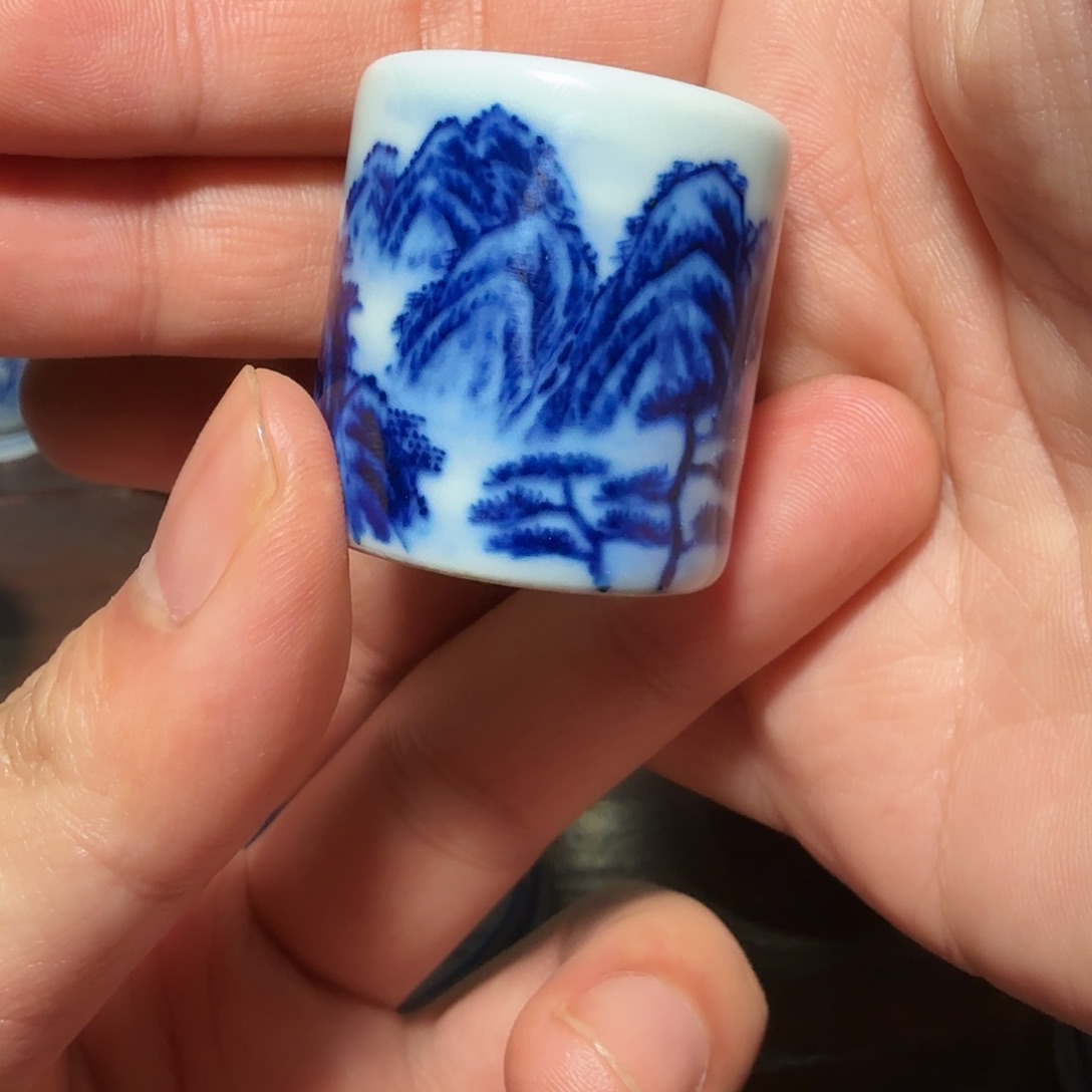 釉下青花柴窑扳指