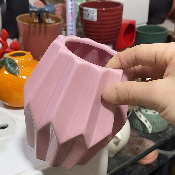 陶摆件陶瓷花盆有孔 瑕疵介意勿拍 