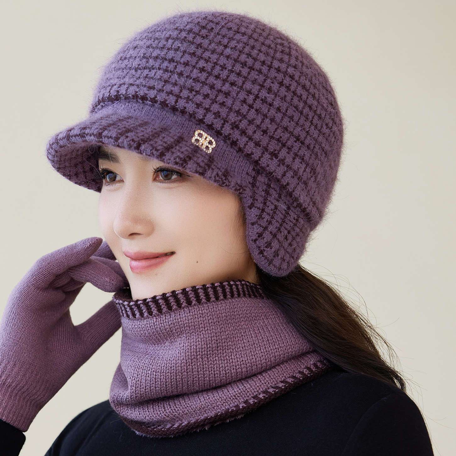 中老年人帽子女妈妈冬天加绒厚护耳保暖帽骑车防寒棉帽奶奶毛线帽