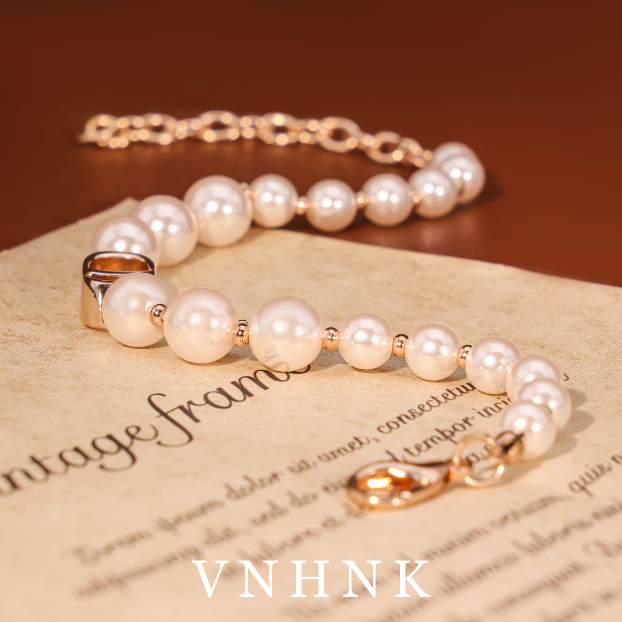 铜合金仿珍珠手链 美可儿  B549 玫瑰色(24cm6mm8mm)简约时尚手链