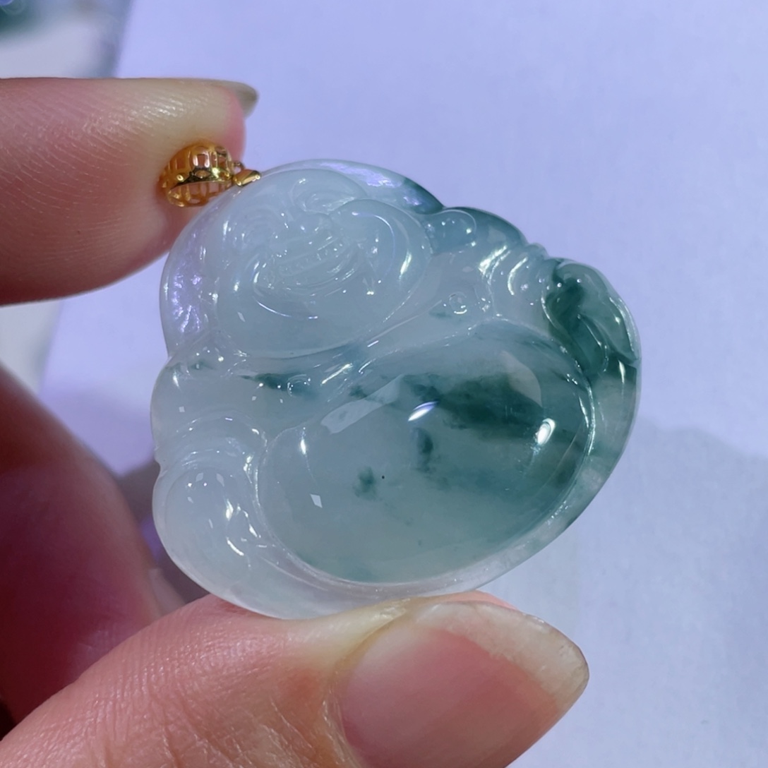 翡翠颈饰18K金镶嵌佛公