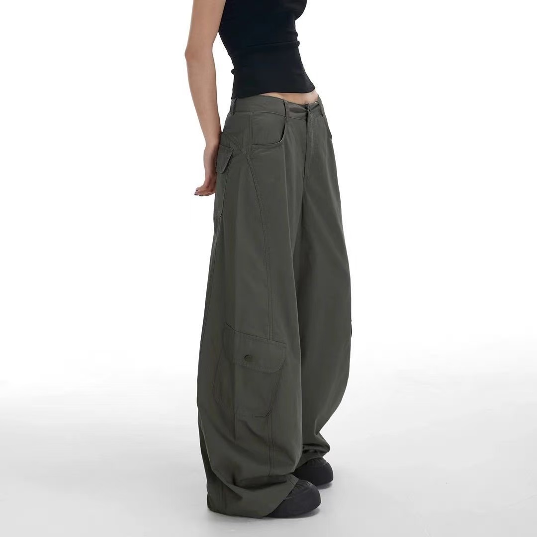 2025美式复古直筒工装裤女秋季2025年新款百搭高腰显瘦休闲阔腿裤