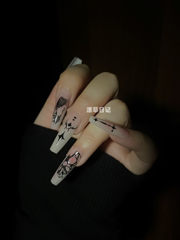 暗黑蕾丝欧美风y2k哥特亚文化长梯穿戴甲10片装