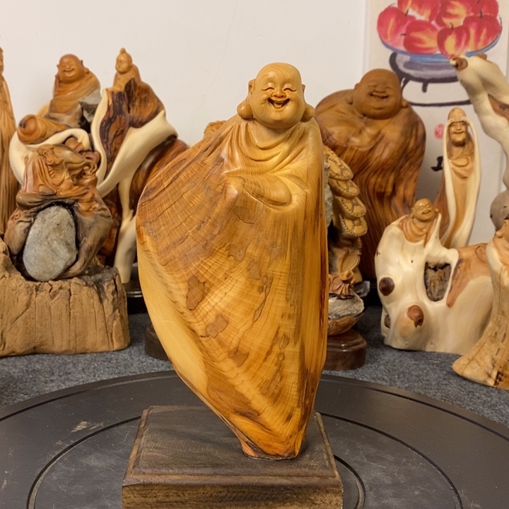柏木（崖柏）崖柏弥勒佛摆件根雕工艺品