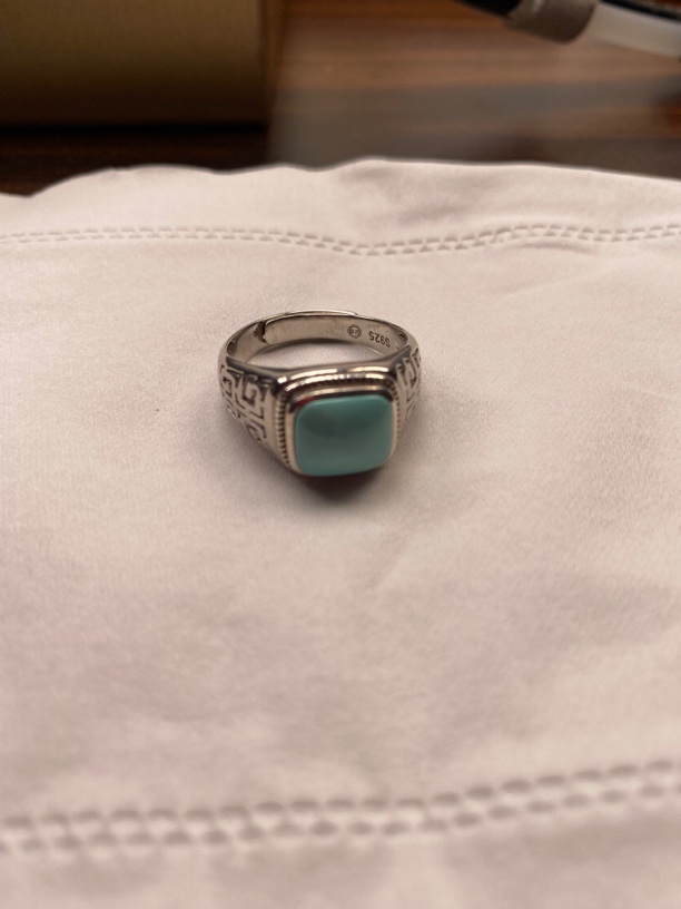 原矿绿松石方型戒指