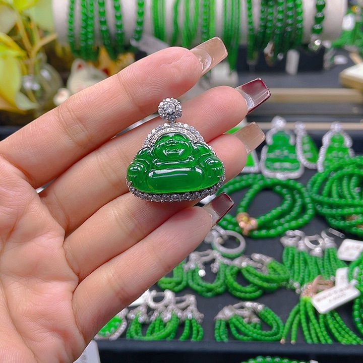 翡翠颈饰银S925镶嵌恋****坏佛公