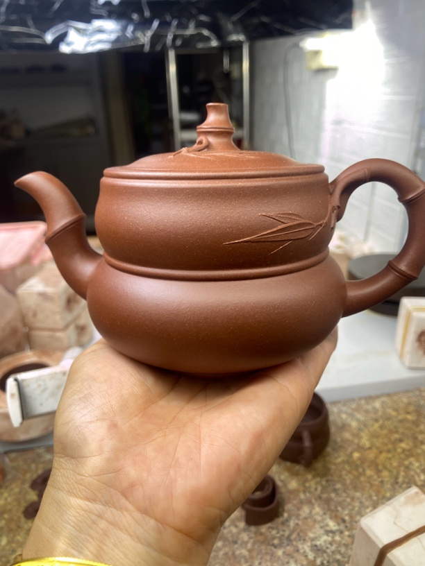 500cc原矿紫泥40目大葫芦竹节器紫砂壶茶壶竹节壶茶具竹段