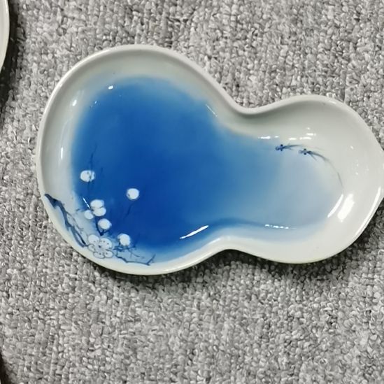 手***9景德镇陶瓷青花小鱼葫芦盘