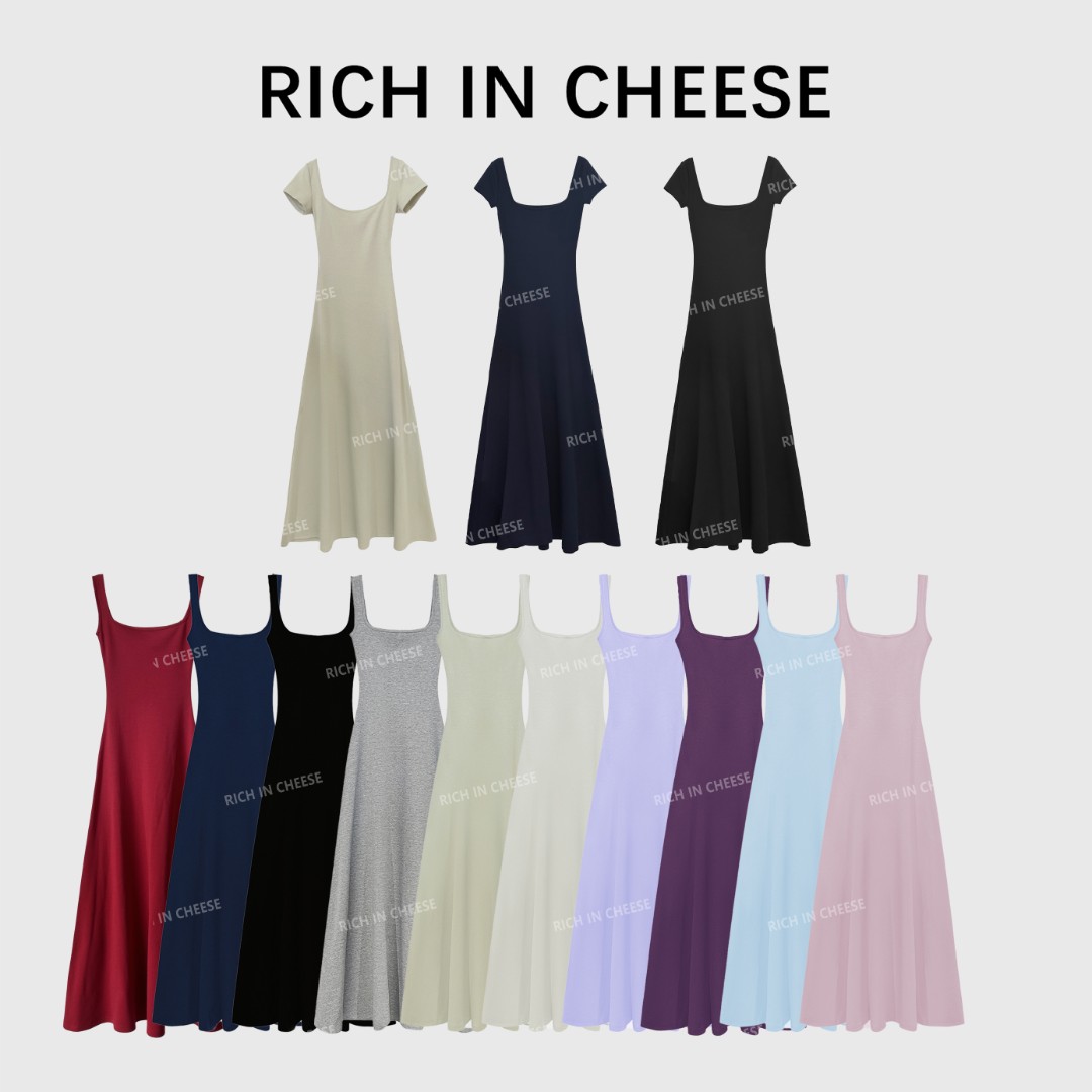 RICHINCHEESE 高定及地裙 高定连衣裙女弹力针织百搭显瘦纯色