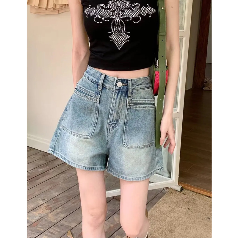 百搭牛仔短裤女2025早秋新款美式辣妹高腰显瘦修身热裤ins潮