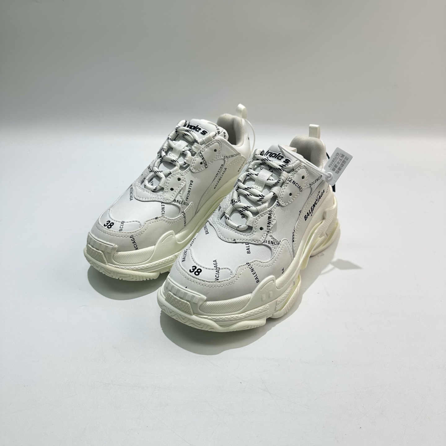 未使用 Balenciaga/巴黎世家 巴黎世家 38码 Triple S全白 SY0877