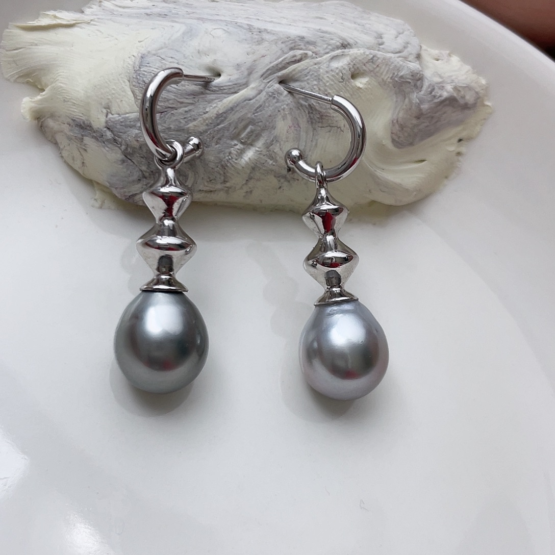 海水珍珠耳饰银S925镶嵌