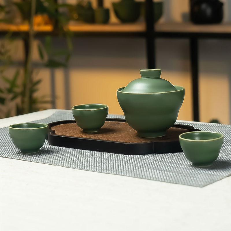 【空山月】十方邛窑束腰盖碗高颜值高档创意居家送礼简约茶道用具