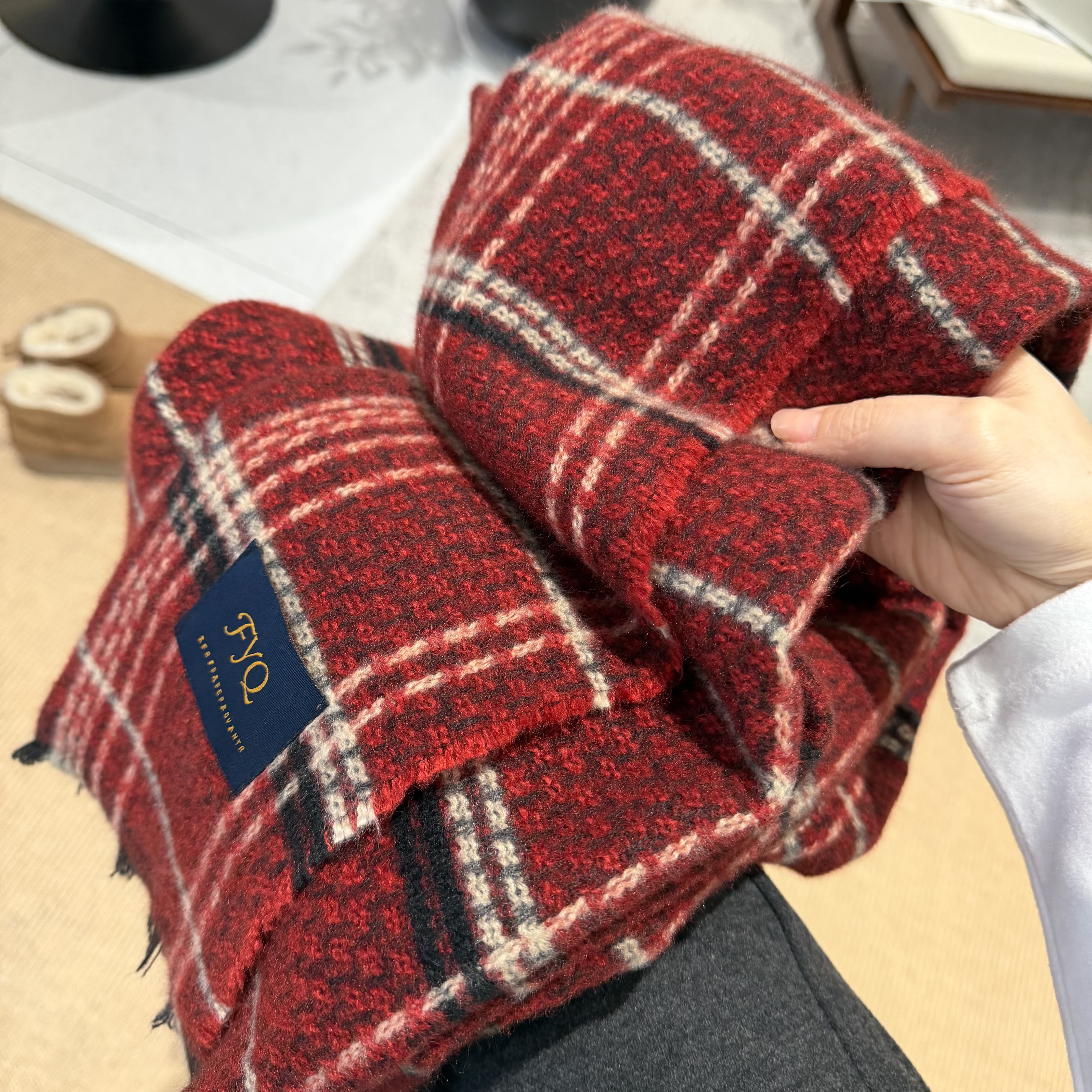 【初奢自制】冬日必备，新年圣诞氛围感红格子围巾