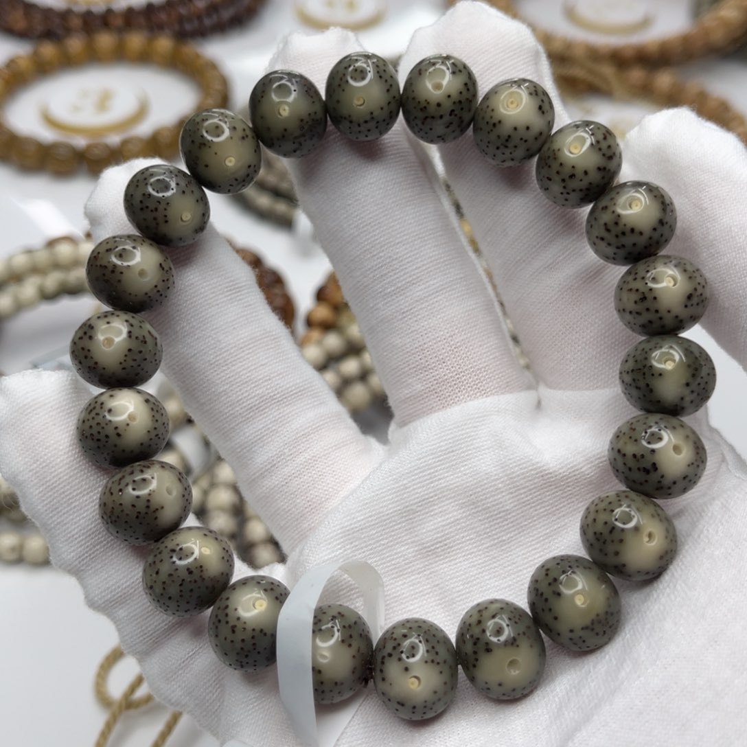 星月菩提吊坠12/10苹果珠奶奶灰一线天