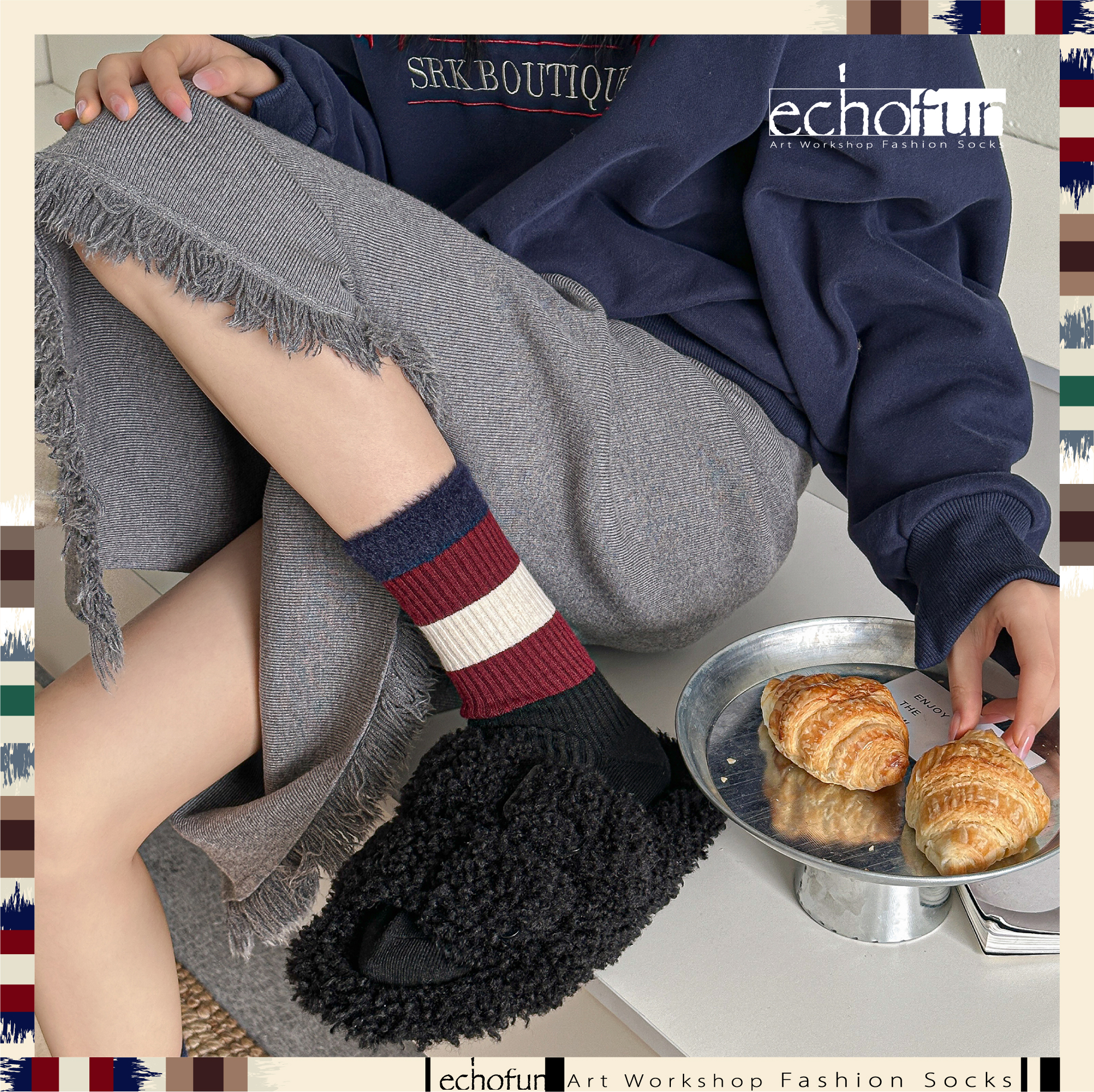 【克莉缇娜】秋冬加厚羊毛磨毛拉绒韩版女袜保暖中筒袜ins百搭袜子