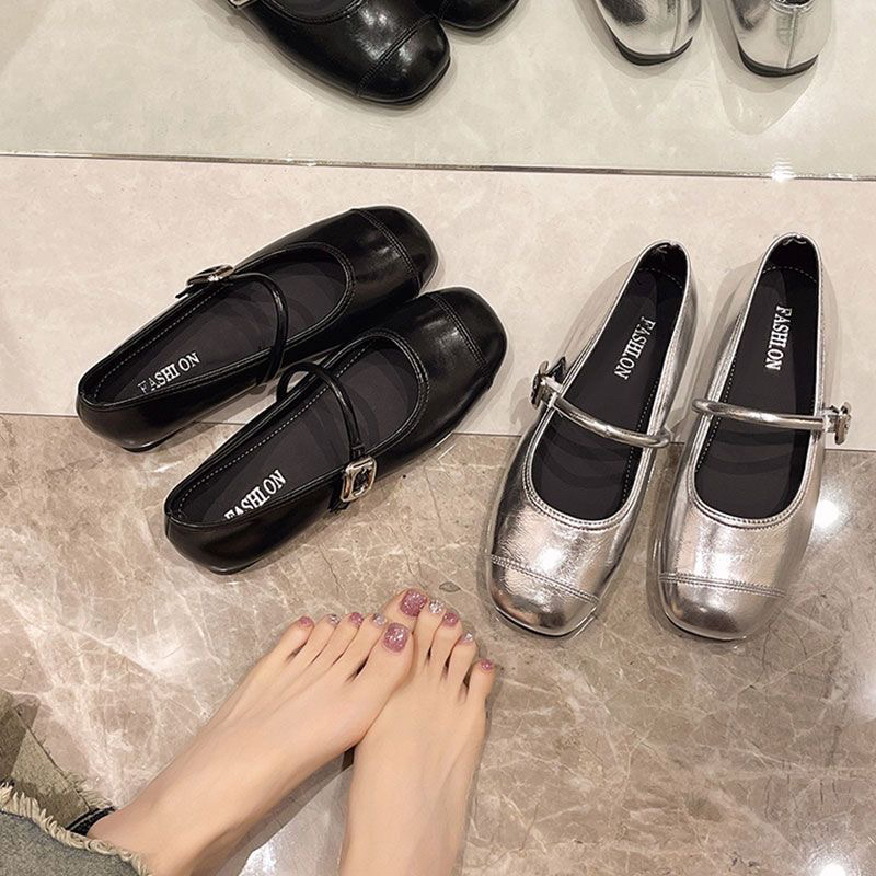 X3粗跟法式玛丽珍鞋英伦风圆头中跟平跟平底单鞋学生