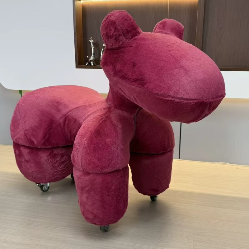 【欧貂绒】带轮儿童小马椅网红动物座椅客厅落地摆件礼物家用凳子