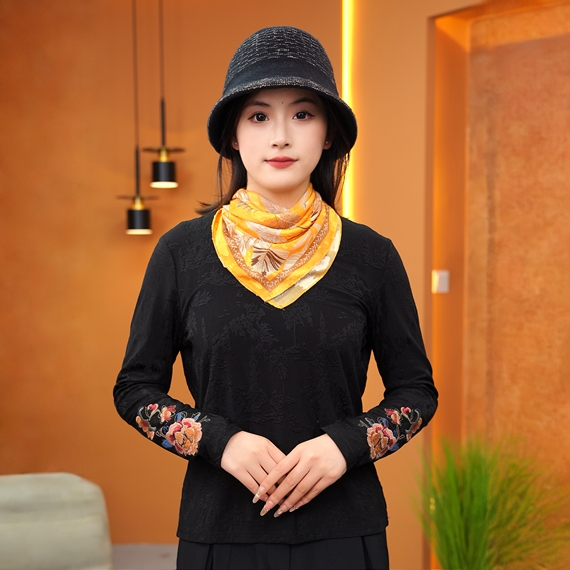 【金叶流光】70*70新款中国风围巾女时尚百搭洋气旅行(898)