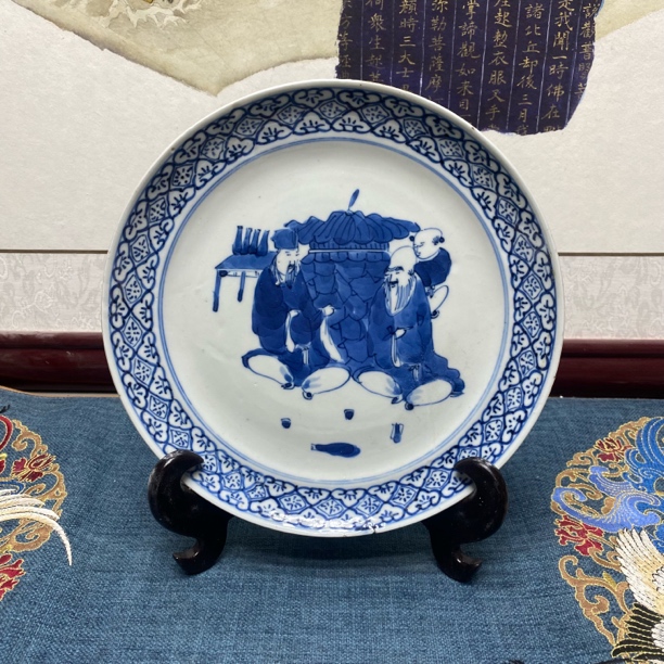 清中期太白醉酒青花盘85/收藏/古玩/KC20250109013