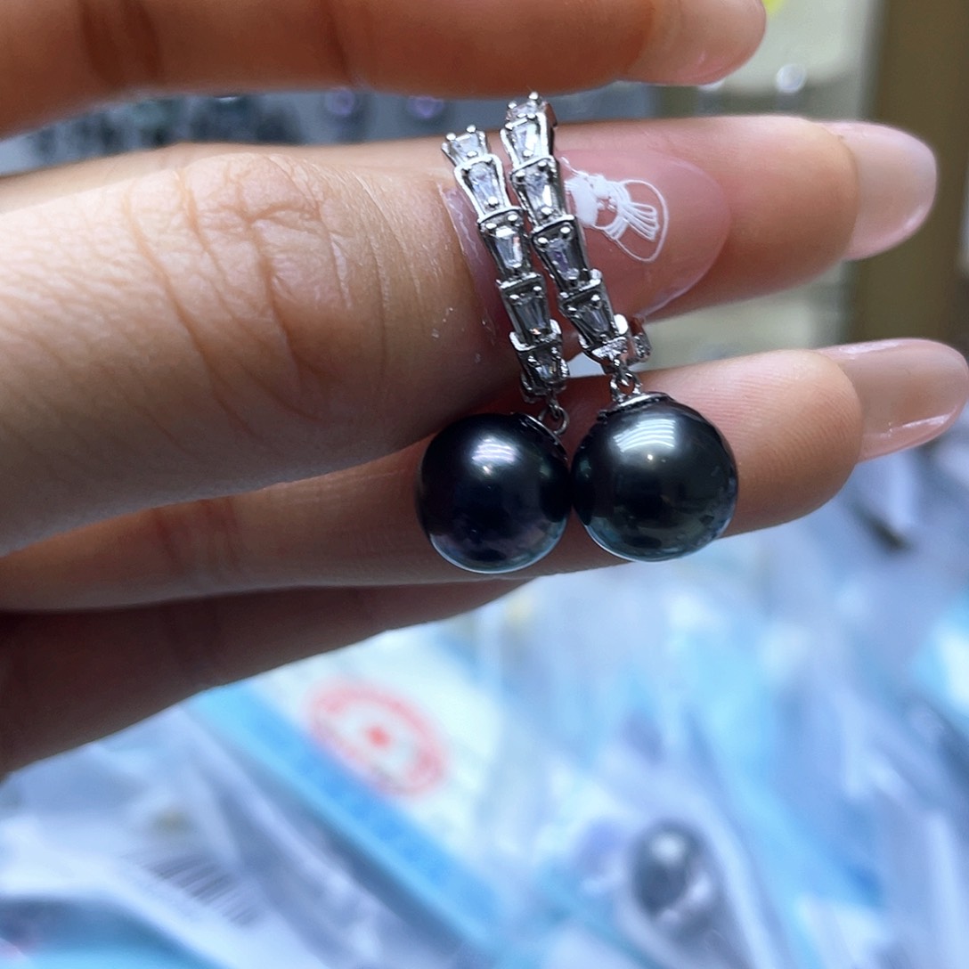 海水珍珠耳饰银S925镶嵌