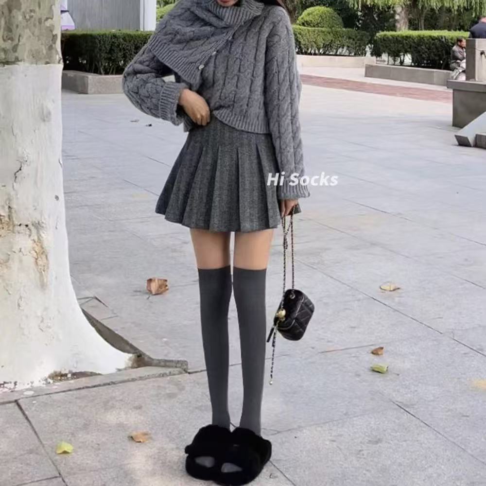 秋冬过膝韩系中筒百搭强压显瘦百搭小腿羊毛堆堆袜WY3368        