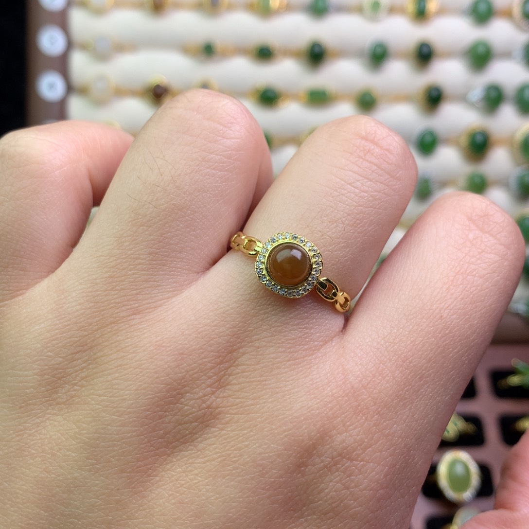 和田玉银S925镶嵌戒指