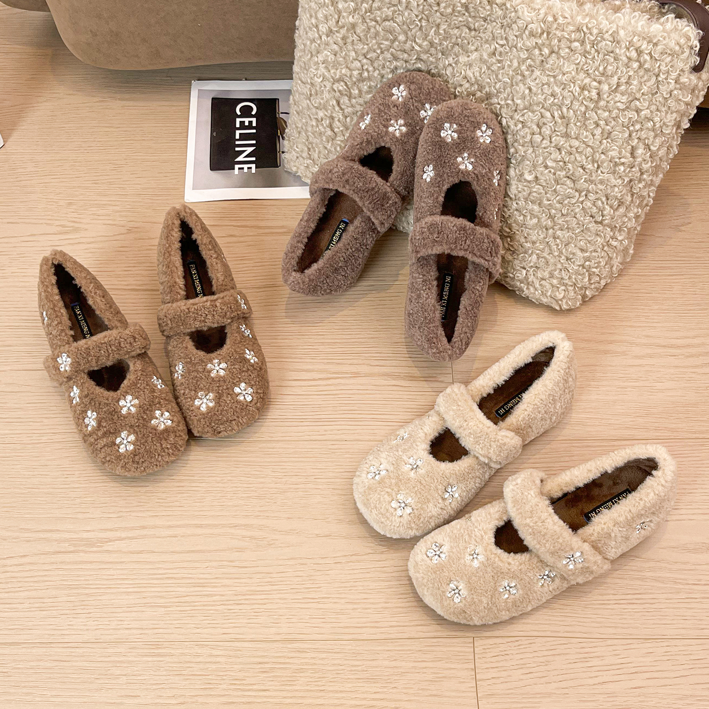 厚底棉鞋毛毛鞋女圆头2025新款高级感外穿保暖豆豆棉鞋