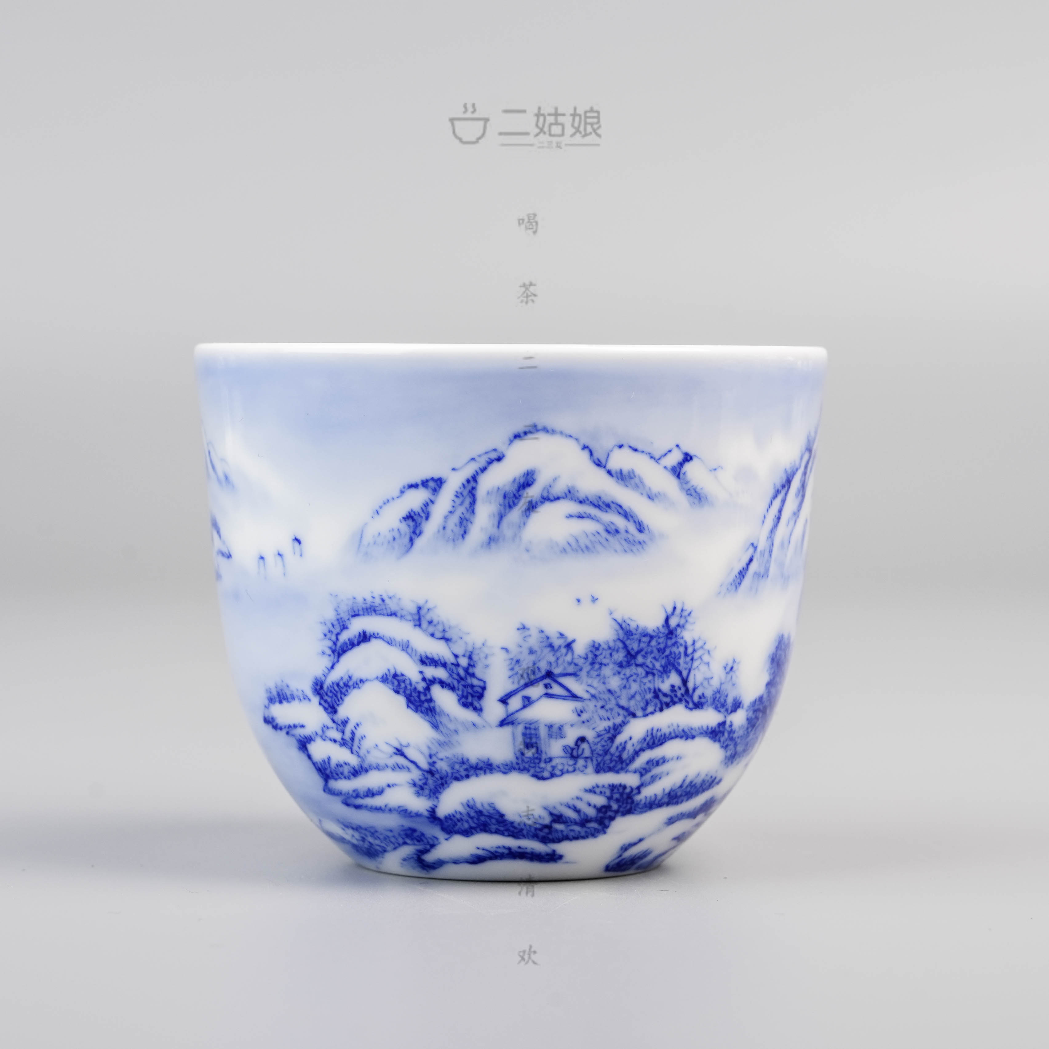 九段烧妙手青花山水鸡缸杯（冬）-100ml