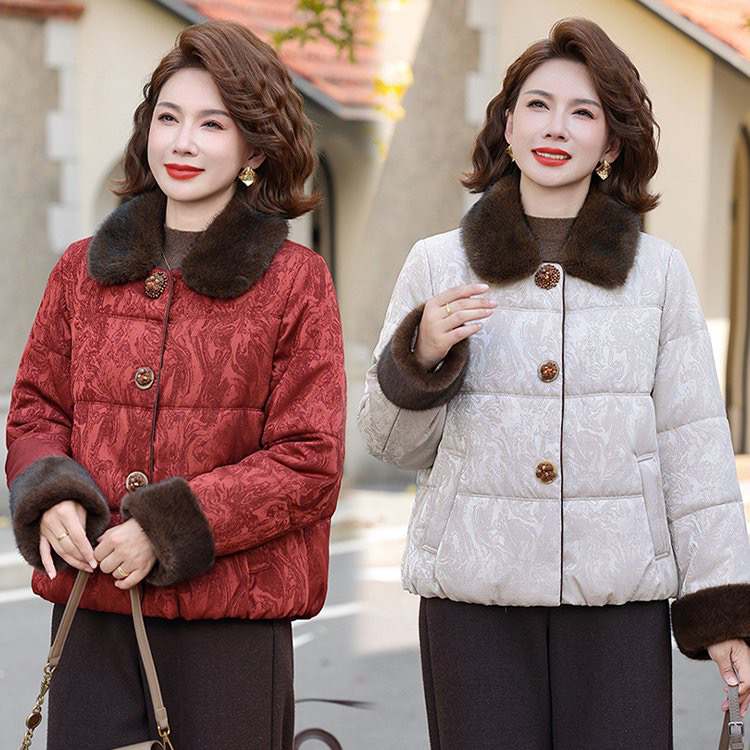 年轻妈妈冬装短款棉衣时尚洋气小香风棉服中老年女装秋冬保暖棉袄