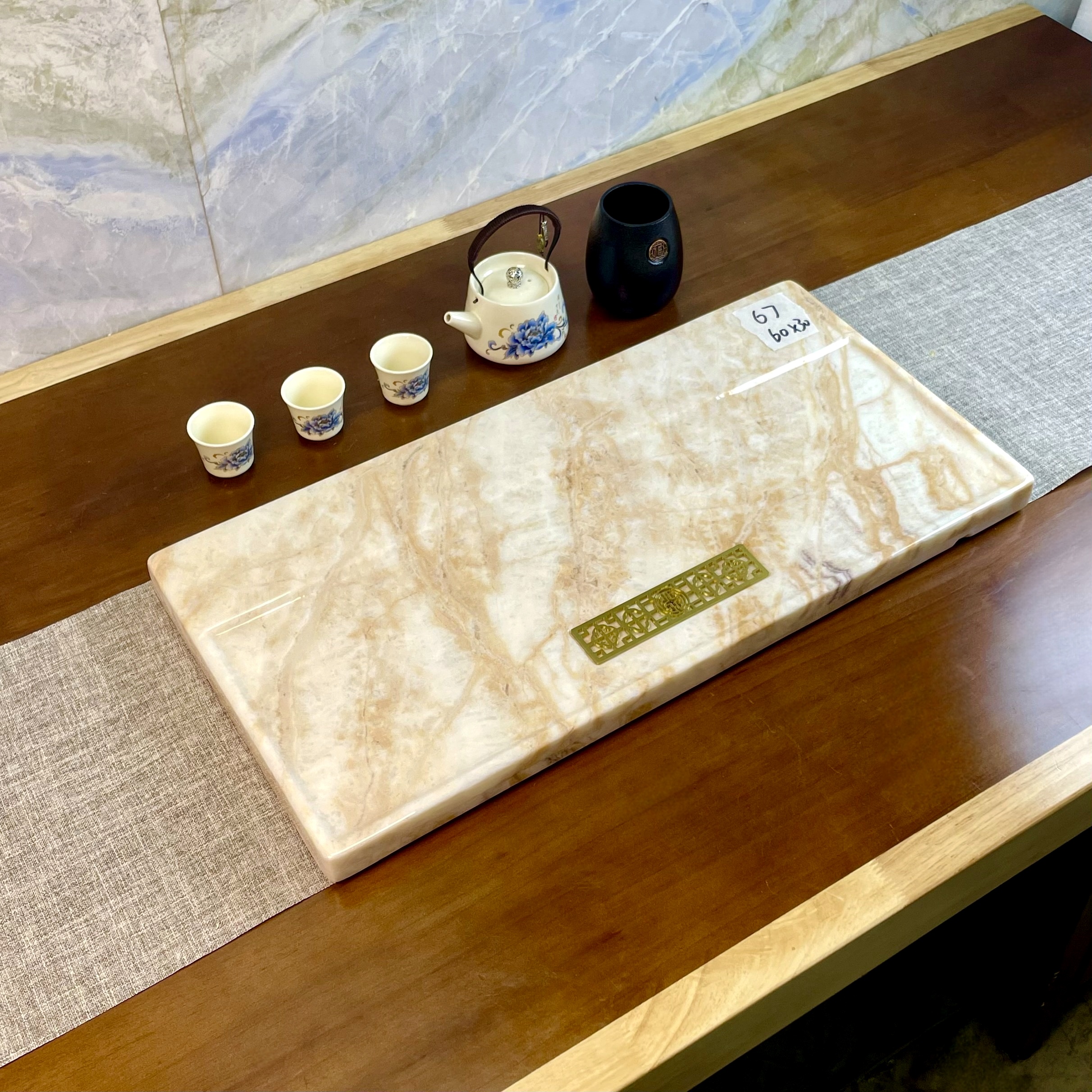 龙纹玉（80*40）天然奢石茶盘 （尺寸/款式以直播间为准）