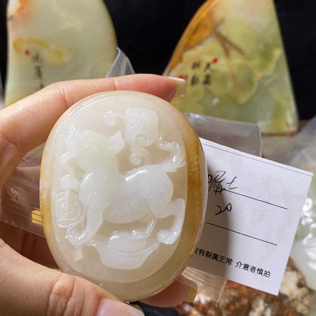 石材居**观古青石手把件