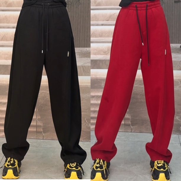 阿珍服饰店 新款时尚纯棉加绒弯刀休闲裤#0095