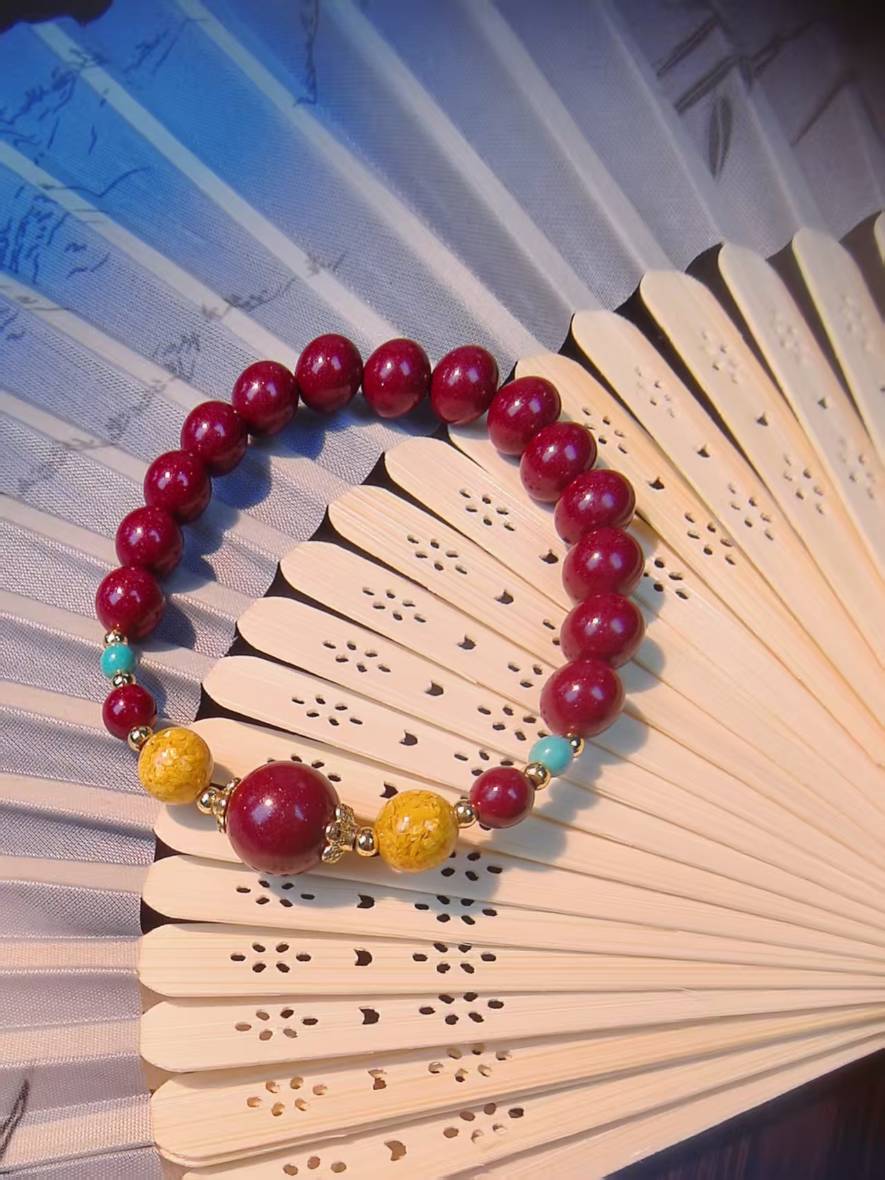 铜合金手链 朱砂手链高含量雄黄珠手串送女友轻奢手工百搭