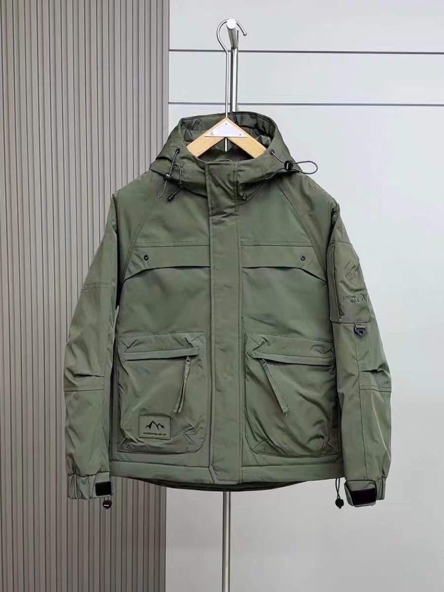 9322背背带冲锋衣连帽防寒服休闲时尚百搭潮流加厚冬季男士短款