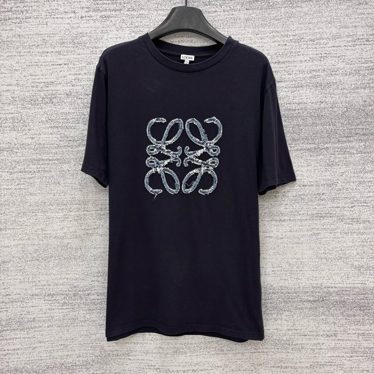 99新 LOEWE/罗意威 WX109606/藏蓝色贴布大徽标logo短袖/尺码M/