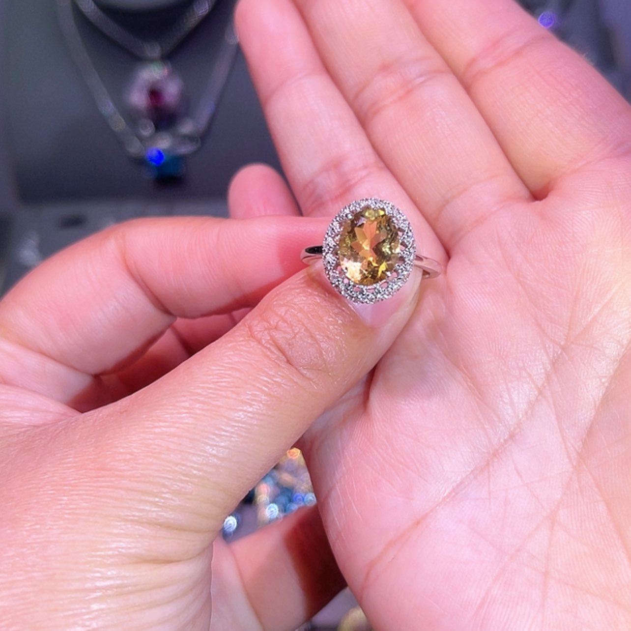 【闪购商品】黄晶戒指银S925镶嵌戒指