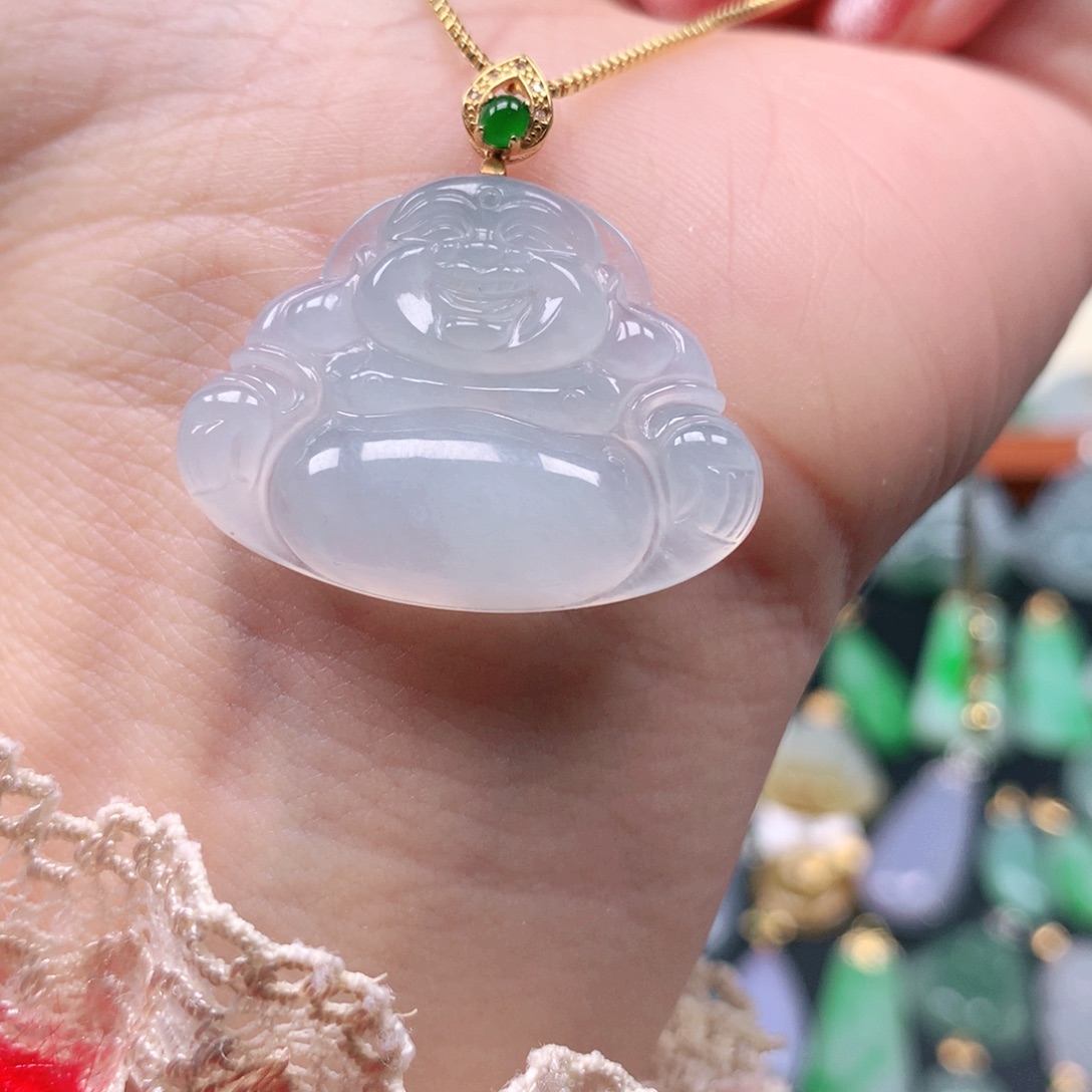 翡翠18K金镶嵌吊坠(不含链)