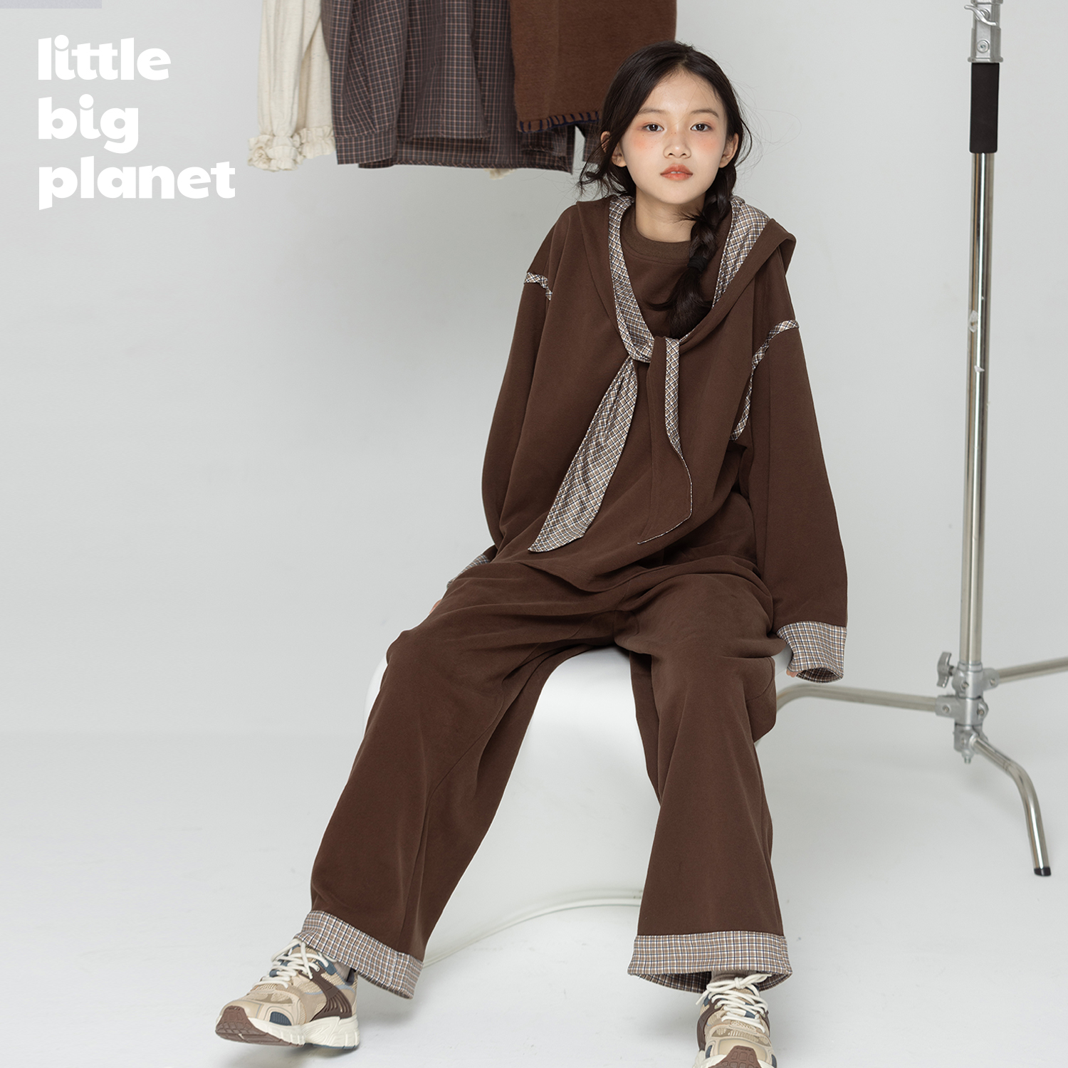 小小大星球童装 慵懒松弛感套装 女童亲子款连帽卫衣+长裤两件套