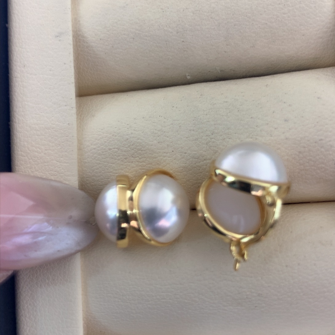 耳饰拼合珍珠（马贝珠）银S925镶嵌