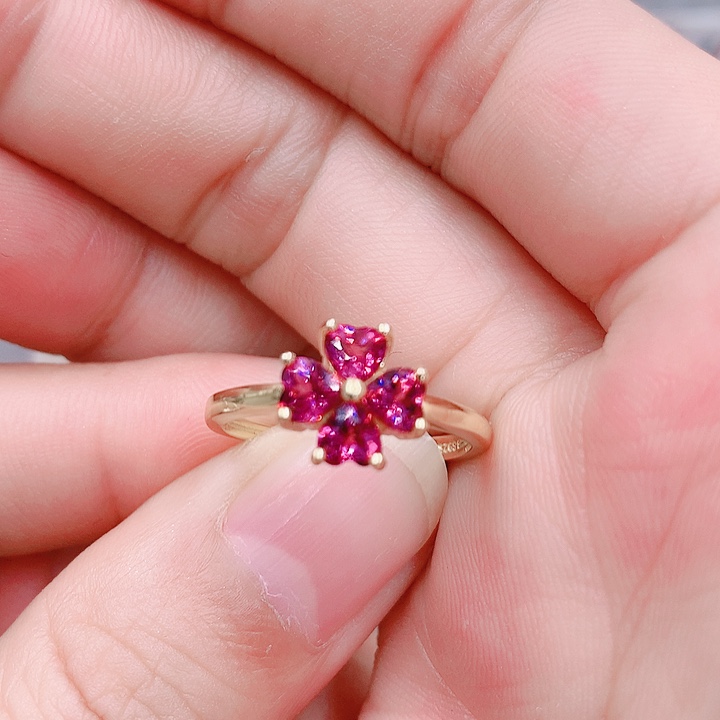 石榴石戒指银S925镶嵌4✖️4