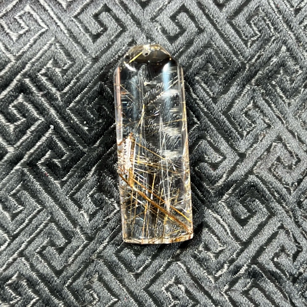 天然水晶纯手工雕刻银发晶平安无事牌吊坠