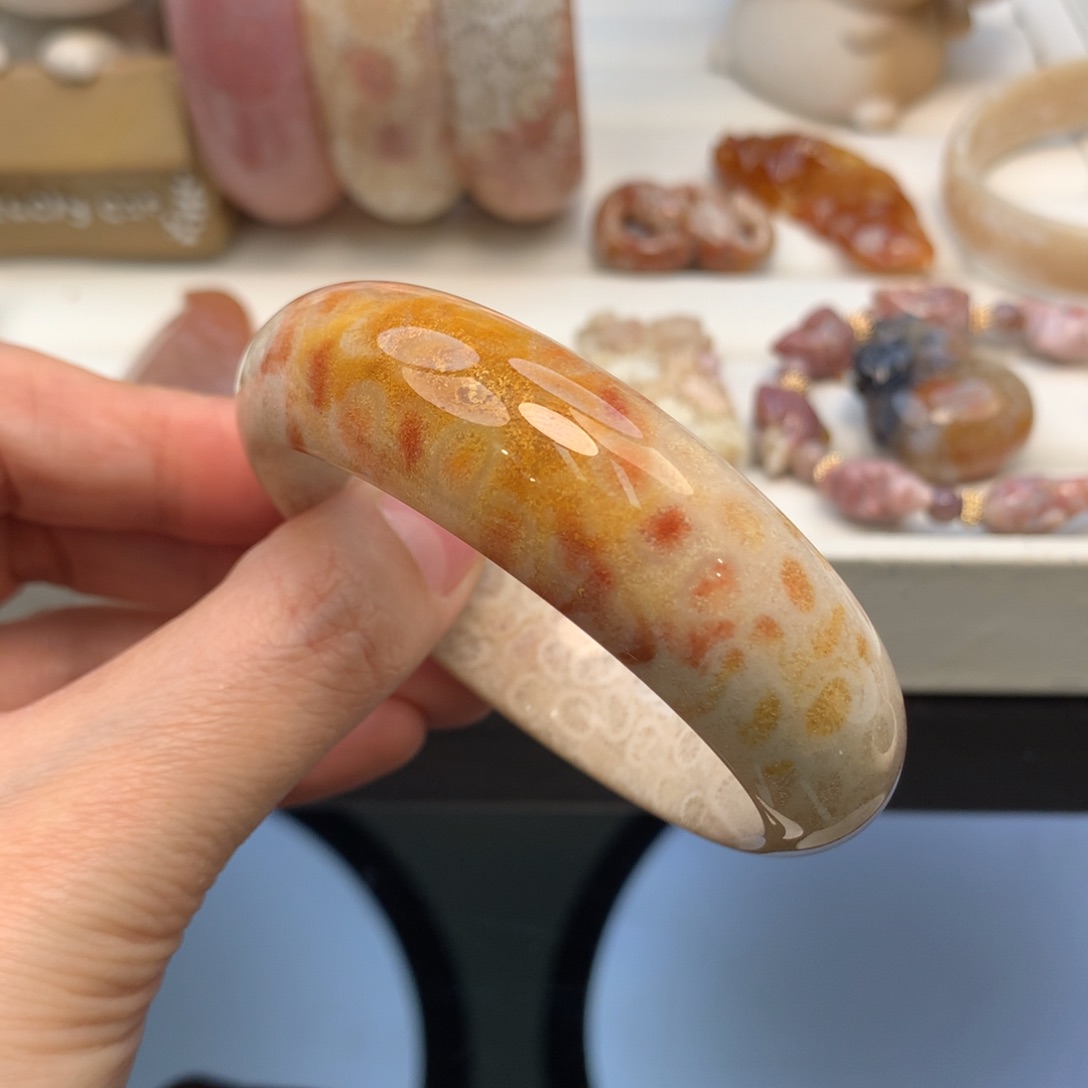 硅化珊瑚（珊瑚玉）手镯未镶嵌53.6口