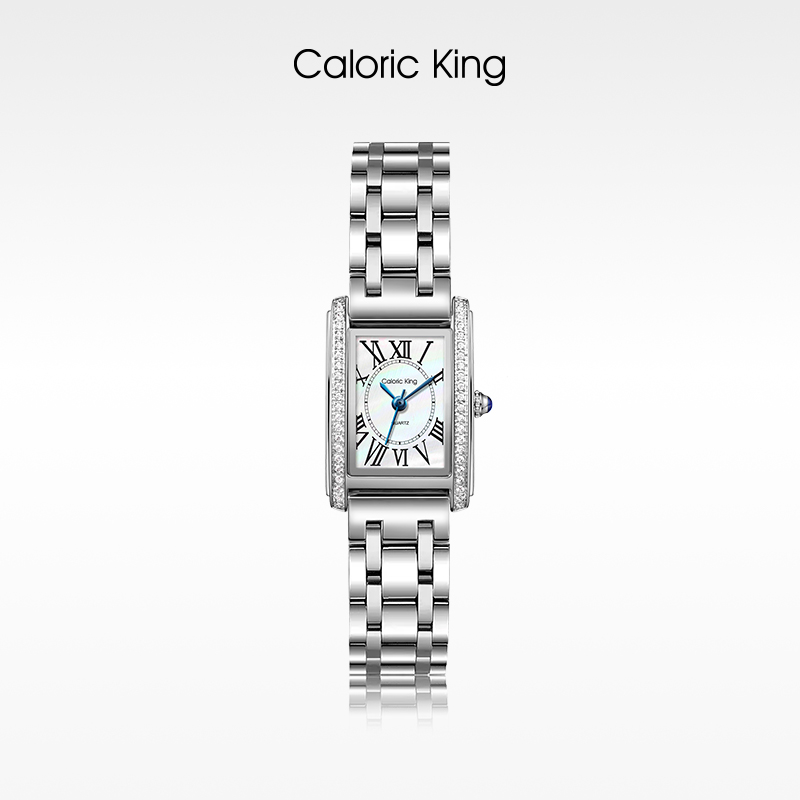 Caloric King【小坦克镶钻】小方表钢带进口机芯手表女款手表