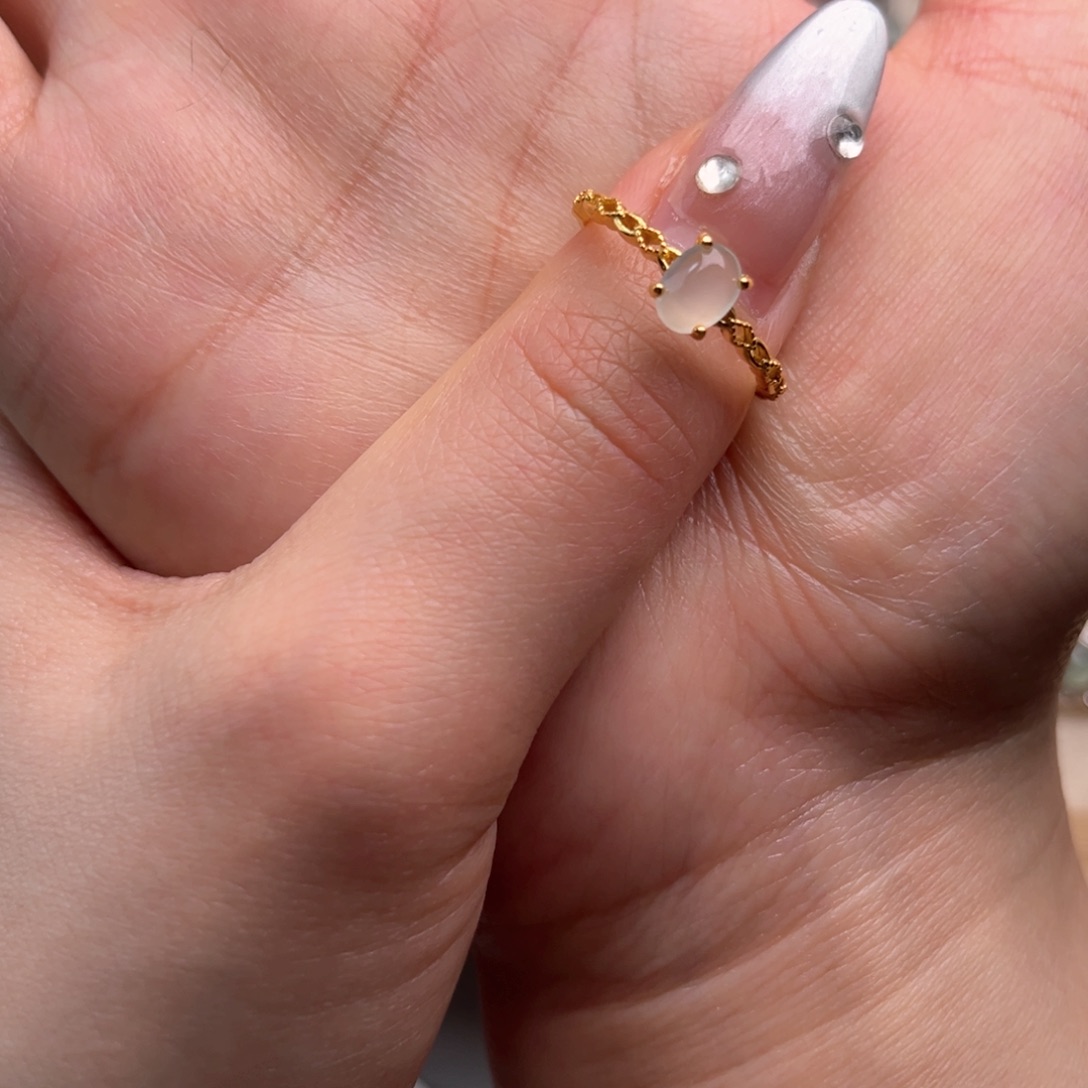 翡翠戒指银S925镶嵌66988